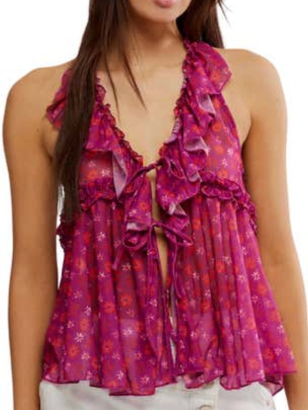 FREE PEOPLE Fearless ruffle tank top NWT XL